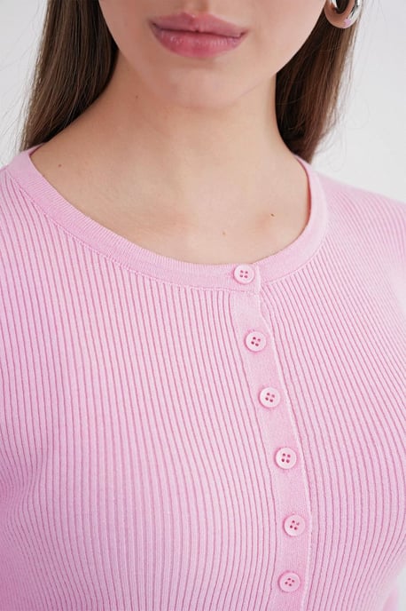 Geknoopte Slim Fit Geribbelde Brei Cardigan - Image 6