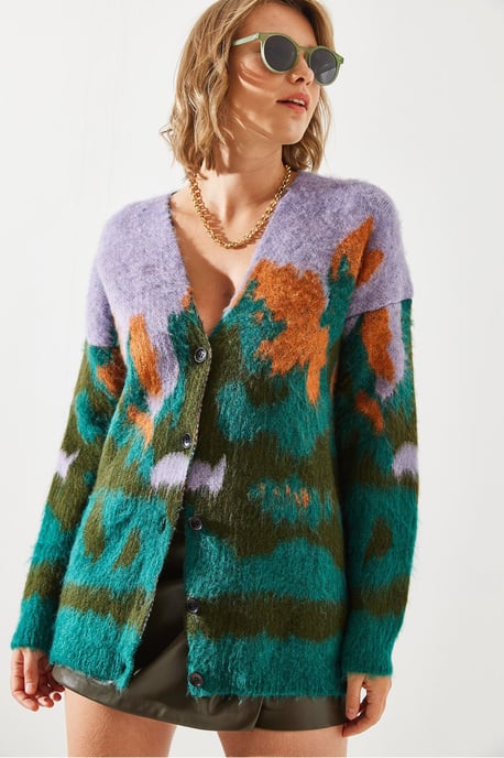Lange Dikke Jacquard Cardigan met Knoopsluiting - Image 4