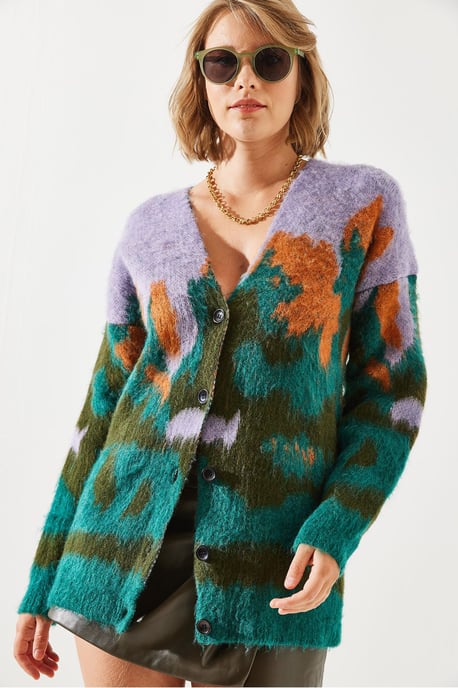 Lange Dikke Jacquard Cardigan met Knoopsluiting - Image 5