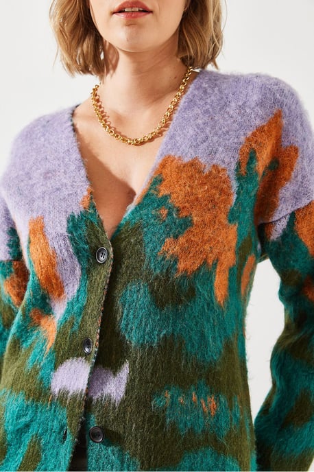 Lange Dikke Jacquard Cardigan met Knoopsluiting - Image 6