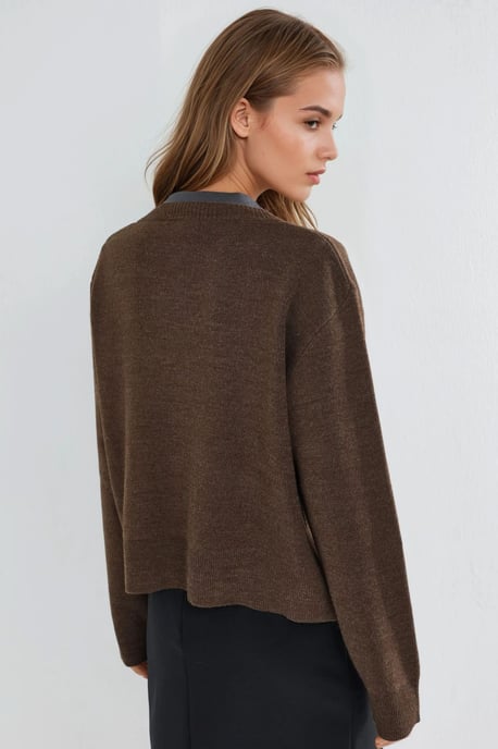 Knitted cardigan med täckta knappar och fickor - Image 3