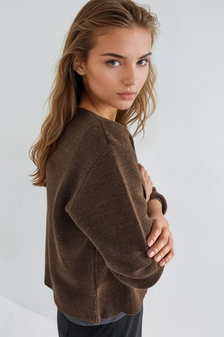 Knitted cardigan med täckta knappar och fickor - Image 6