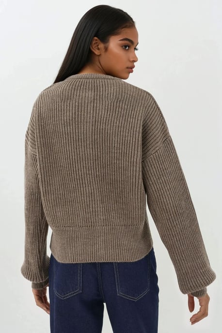 Texturerad långärmad cardigan med knappar och rundad halsringning - Image 4