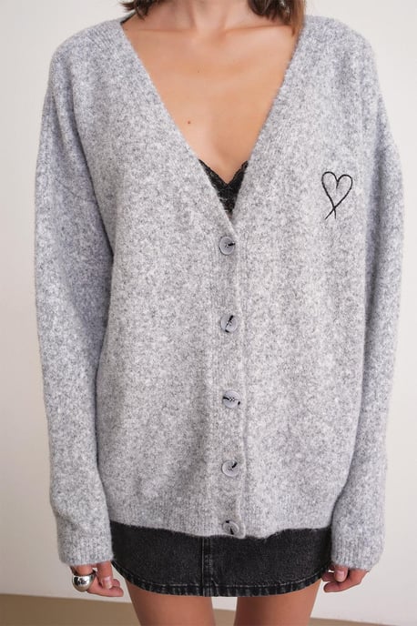 Oversized Knit Cardigan with Heart Detail - Image 6