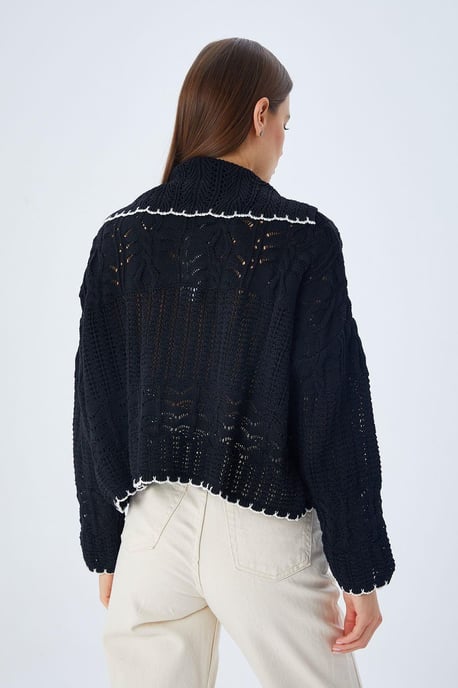 Texturerad stickad cardigan med knappstängning - Image 6