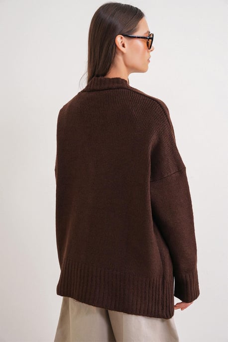 Geknoopte V-hals Geribde Brei Cardigan - Image 6