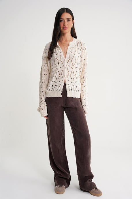 Texturerad stickad cardigan med knäppning - Image 2