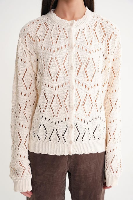 Texturerad stickad cardigan med knäppning - Image 5