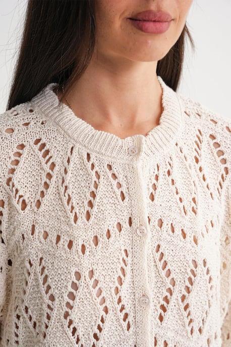 Texturerad stickad cardigan med knäppning - Image 6