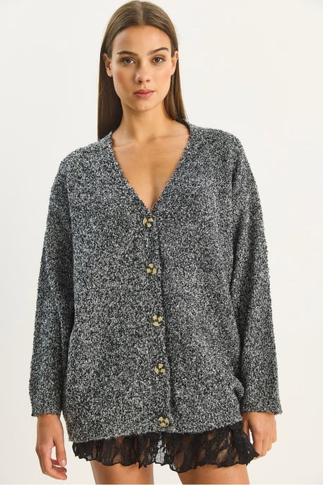Texturerad V-ringad knappad cardigan - Image 5