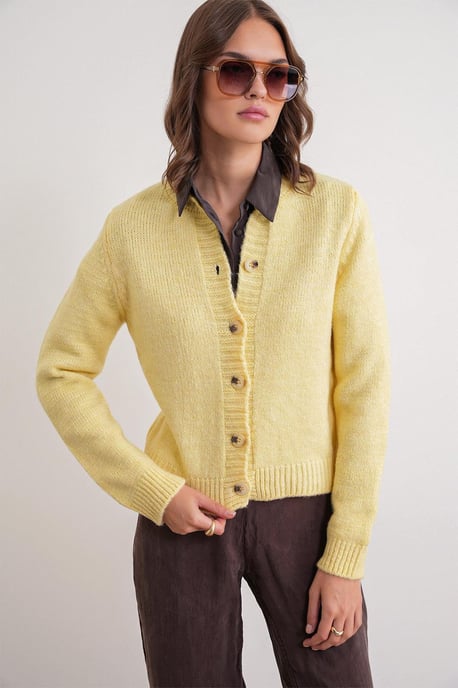 Ribbed Knit Button Cardigan - Image 1