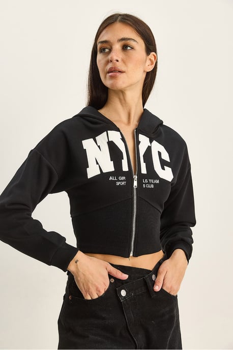 Huvtröja med tryck Slim Fit Crop Cardigan - Image 2