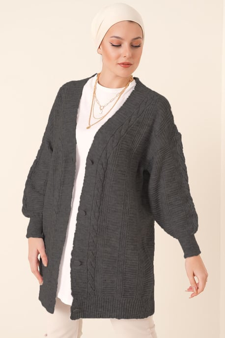 Knäpp V-ringad Jacquard Cardigan - Image 1