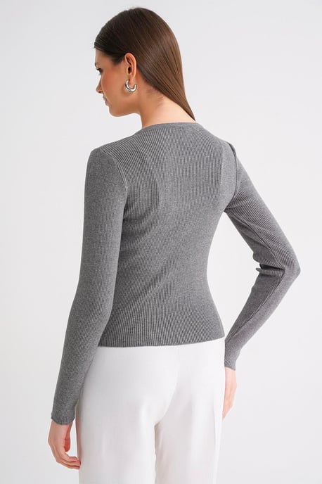 Geknoopte Slim Fit Ribbelgebreide Cardigan - Image 6