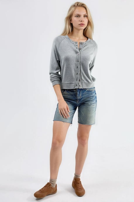 Crew Neck Buttoned Cardigan - Image 4