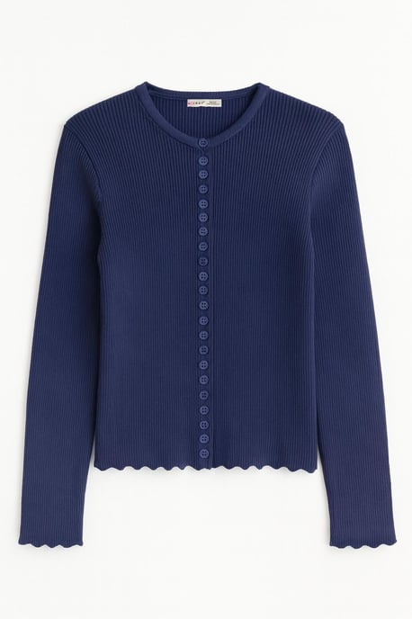 Geribbelde Gebreide Knopen Cardigan - Image 5