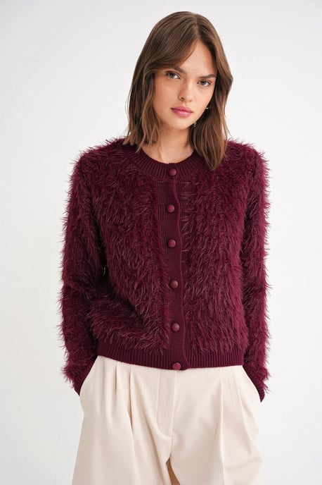 Geknoopte Pluche Textuur Cardigan - Image 1