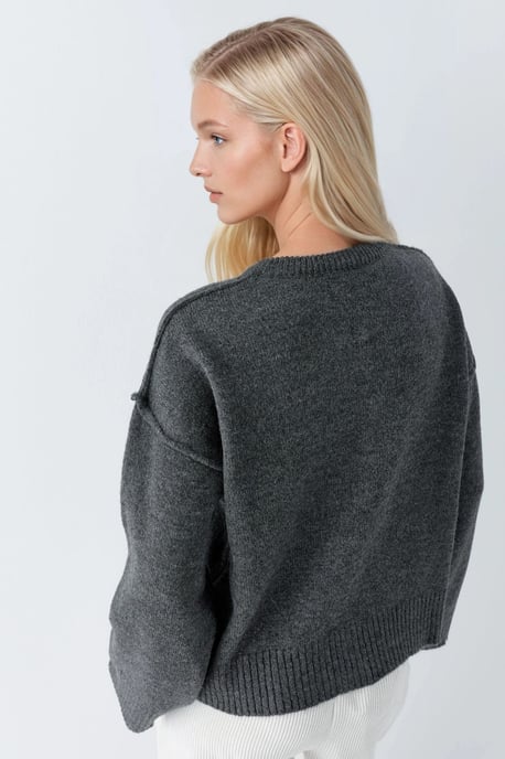 Avslappnad knäppt stickad cardigan - Image 2