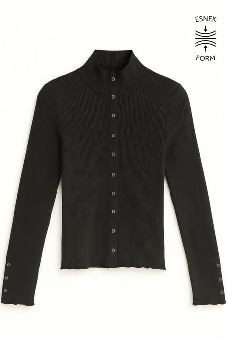Slim Fit Half Turtleneck Cardigan with Button Closure - Image 5