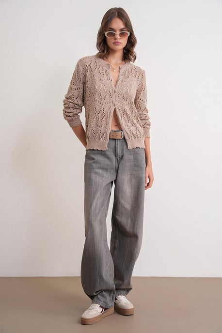 Gestructureerde Brei Cardigan met Knopsluiting - Image 2