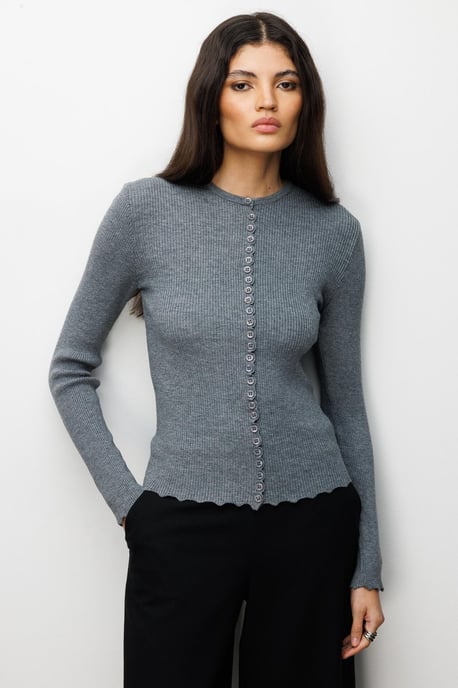 Geribbelde Gebreide Knopen Cardigan - Image 3