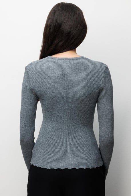 Geribbelde Gebreide Knopen Cardigan - Image 5