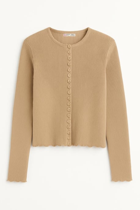 Geribbelde Gebreide Knopen cardigan - Image 4