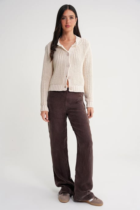 Textured Ribbed Knit Cardigan with Buttons - Image 2