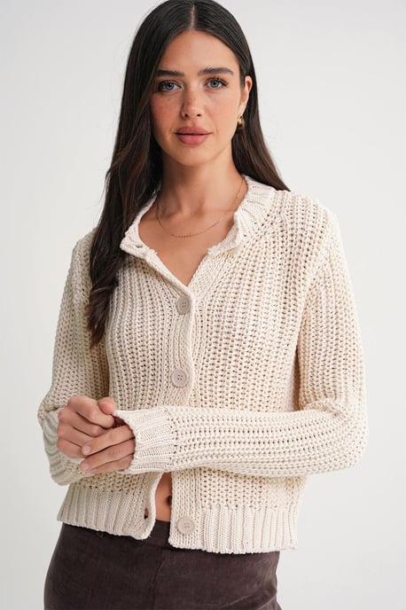 Textured Ribbed Knit Cardigan with Buttons - Image 3