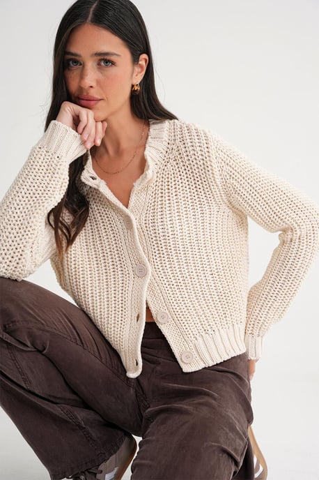Textured Ribbed Knit Cardigan with Buttons - Image 4