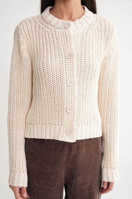 Textured Ribbed Knit Cardigan with Buttons - Image 5