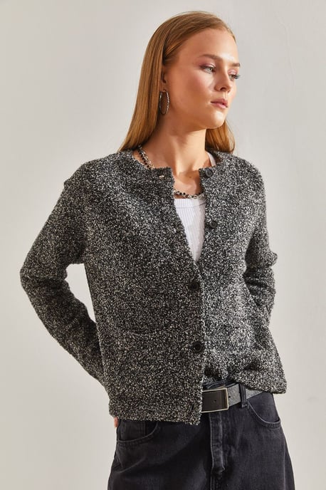 Textured Knit Cardigan with Button Closure - Image 2