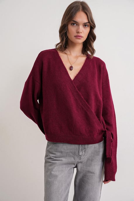Ruggad V-ringad Cardigan med Knut framtill - Image 1