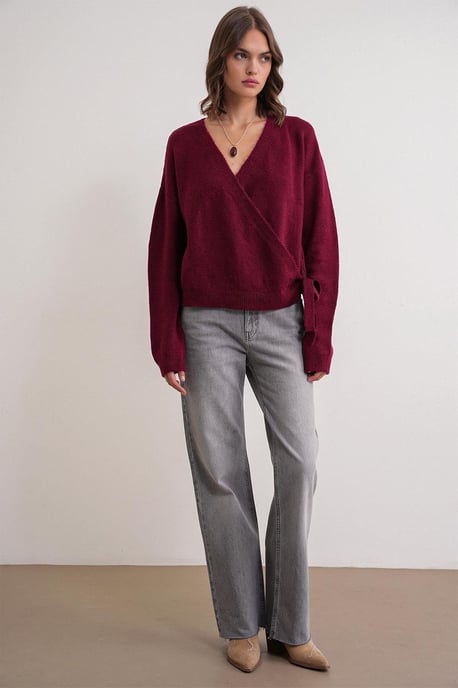 Ruggad V-ringad Cardigan med Knut framtill - Image 2