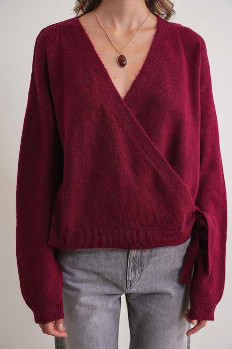 Ruggad V-ringad Cardigan med Knut framtill - Image 5