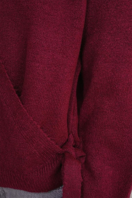 Ruggad V-ringad Cardigan med Knut framtill - Image 6