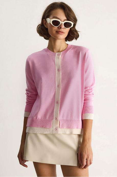 Färgglad Långärmad Knapplång Cardigan - Image 1