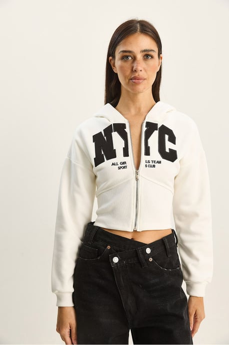 Huva Tryckt Slim Fit Kort Cardigan - Image 2