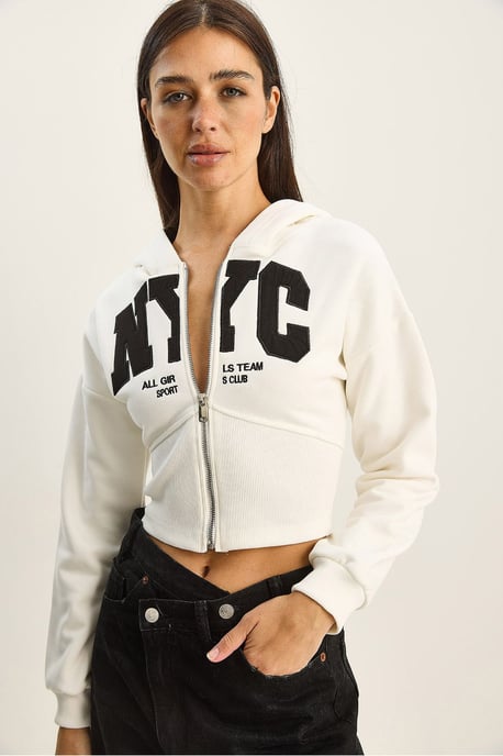 Huva Tryckt Slim Fit Kort Cardigan - Image 3