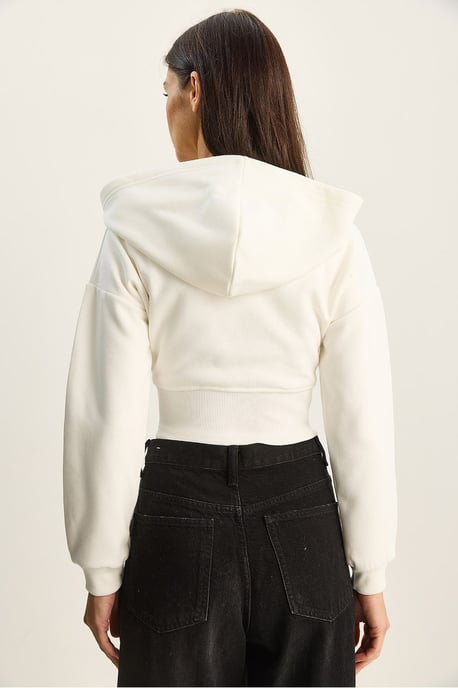 Huva Tryckt Slim Fit Kort Cardigan - Image 5