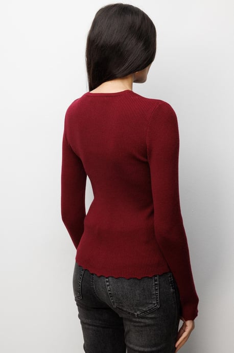 Geribbelde Brei Geplooide Cardi - Image 3