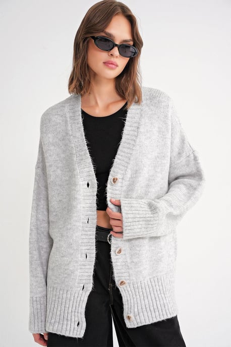 Geknoopte V-hals Ribbels Trui Cardigan - Image 1