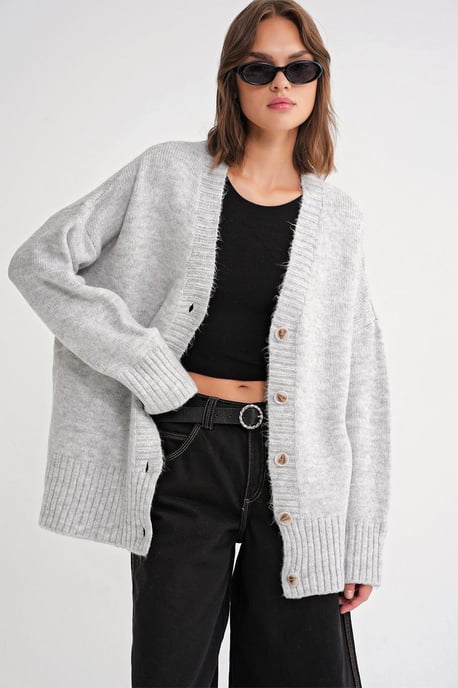 Geknoopte V-hals Ribbels Trui Cardigan - Image 3