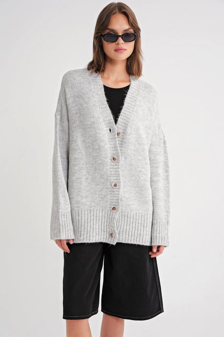 Geknoopte V-hals Ribbels Trui Cardigan - Image 4