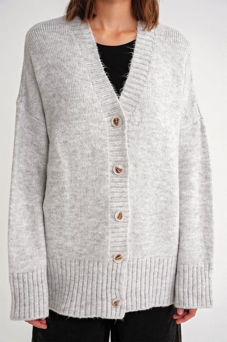 Geknoopte V-hals Ribbels Trui Cardigan - Image 5