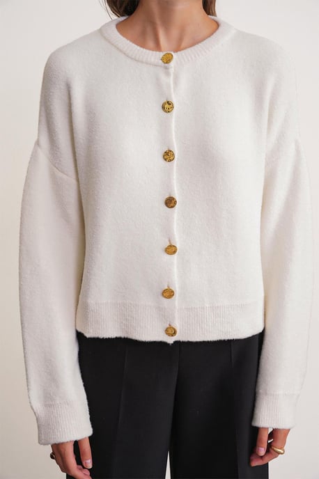 Buttoned Ribbed Knit Cardigan - Image 5
