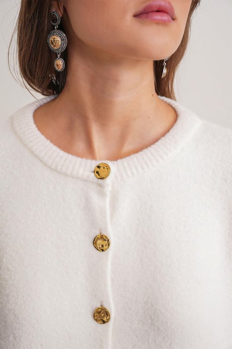Buttoned Ribbed Knit Cardigan - Image 6