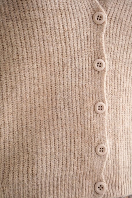 Geribde V-Hals Knopen Cardigan - Image 6
