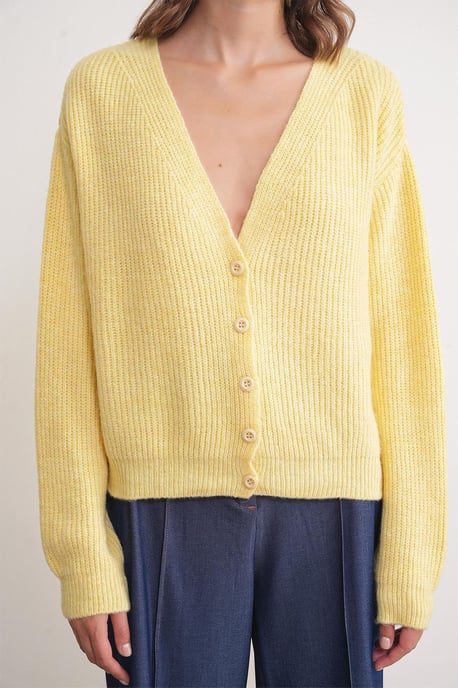 Gestructureerde V-hals Knopen Cardigan - Image 5