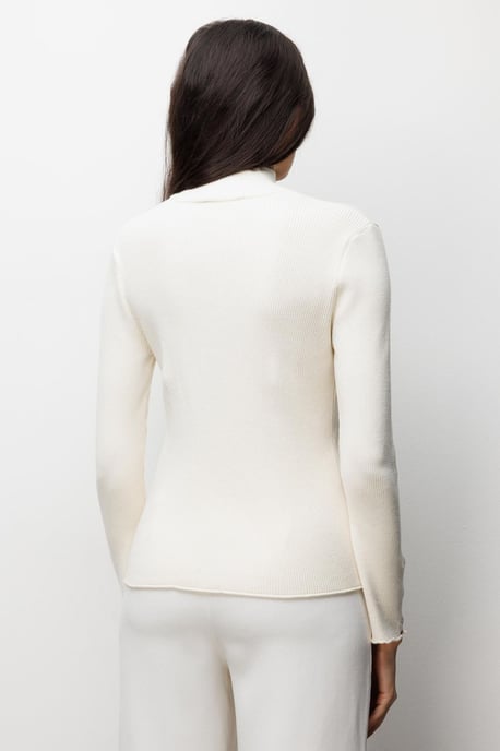 Slim Fit Half Turtleneck Cardigan with Button Closure - Image 4